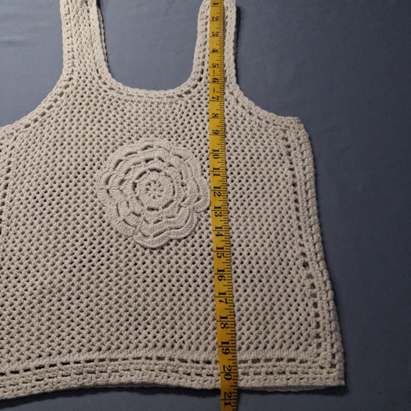 Jessica Simpson Crochet Tank Top Ivory Boho Hippie Open Knit Festival Sz Small - Picture 5 of 8